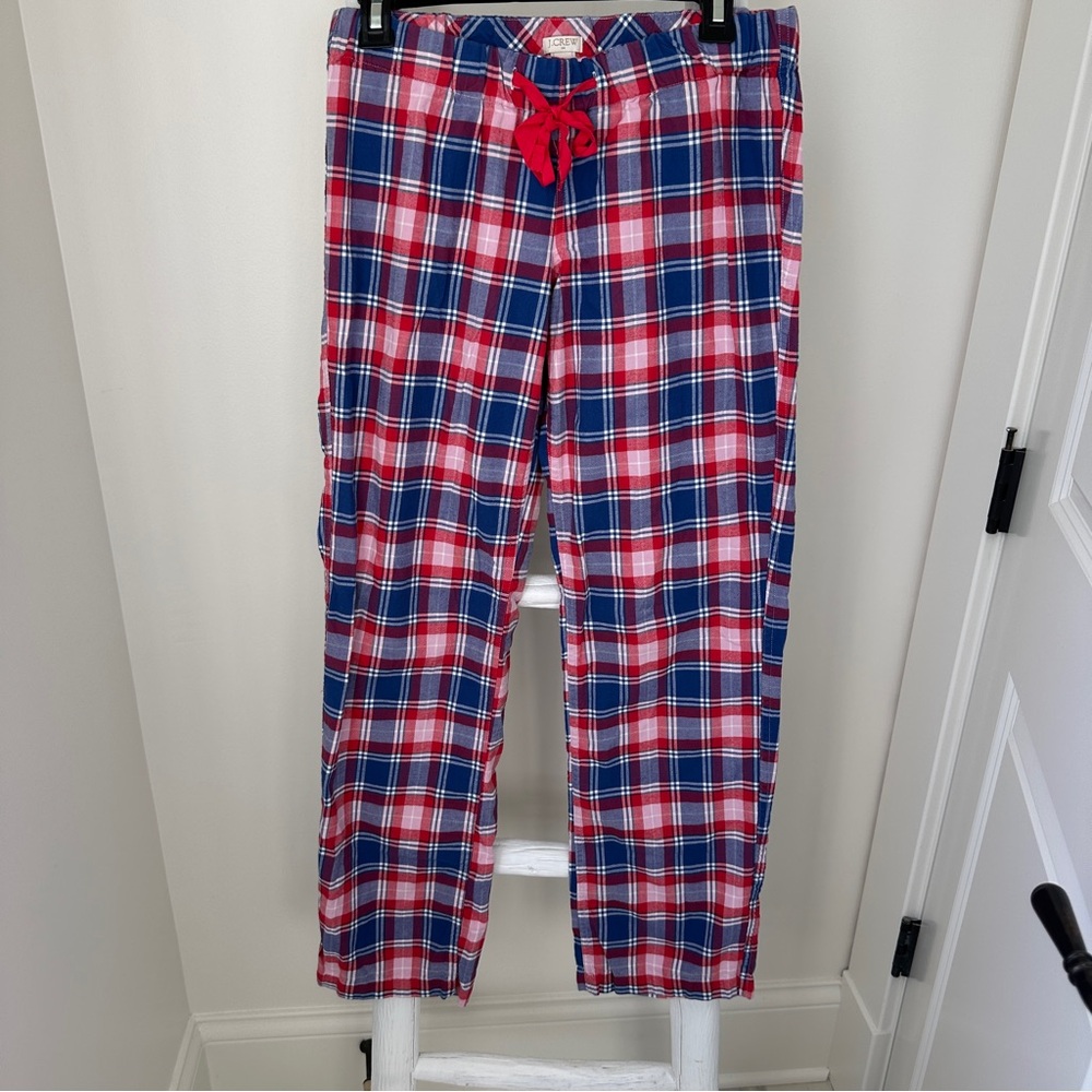 J. Crew Red, Blue and Pink Plaid Cotton Flannel Pajama Pants Size XS